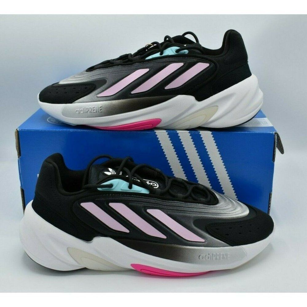 NWB Adidas Womens Size 9 Ozelia W Core Black Pink Cloud White Shoes H04266‎
